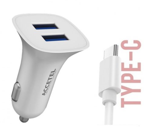 CC157 Cargador Coche Dual USB 2.1A - USB-C Blanco