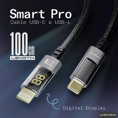 Cable USB-C a Lightning Smart Pro 27W con pantalla digital | Apokin 81812