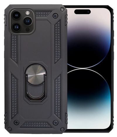 Funda aluminio antigolpe iPhone 14 Pro con iman y soporte de anilla 360