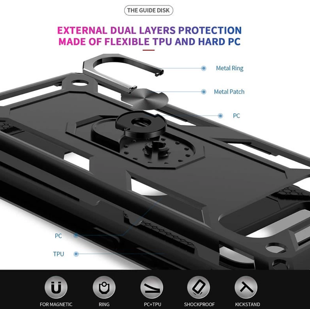 Funda aluminio antigolpe iPhone 14 Pro con iman y soporte de anilla 360