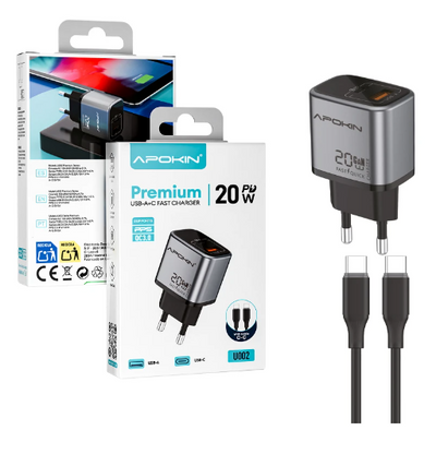 Cargador Red Tipo C + USB-A 20W 3.0A con Cable Tipo-C