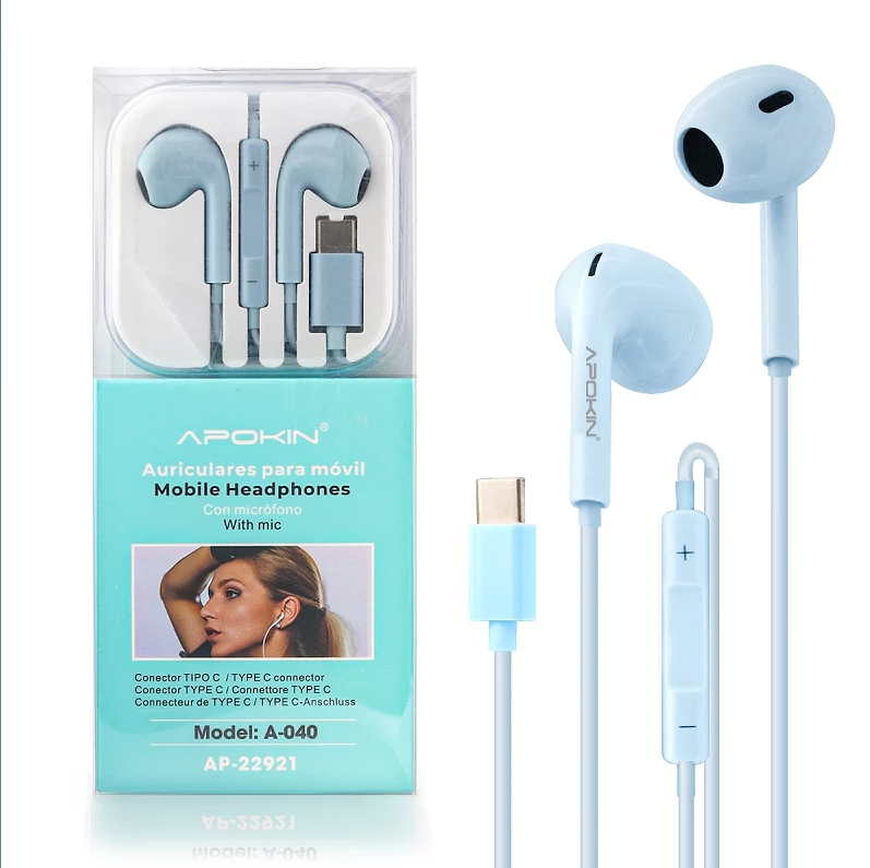 Auriculares Nuevo Compatible con Micrófono APOKIN Sin Goma Conector Tipo C