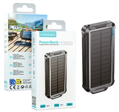 Power Bank Solar Cables Integrados 10.000mHa 65256 Negro