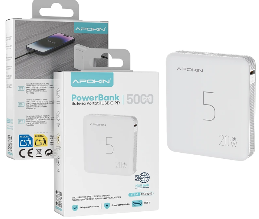 Power Bank Carga Rapida 20w 5.000mHa 71240 Blanco
