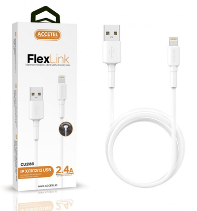 CU2183 Cable Datos TPE 2.4A - iPhone 11/12/13 Blanco (1M)