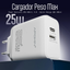 Cargador PesoMax 25W Entrada Doble Usb-A + PD/QC Cable Tipo-C APOKIN - Blanco U043 El precio se puede mostrar solo para clientes B2B registrados