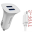 CC157 Cargador Coche Dual USB 2.1A - USB-C Blanco