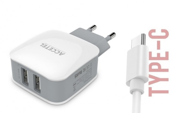 AC137 Cargador Pared Dual USB 2.1A - Cable USB-C