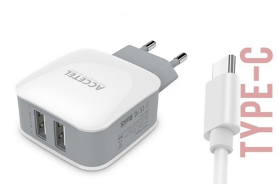 AC137 Cargador Pared Dual USB 2.1A - Cable USB-C