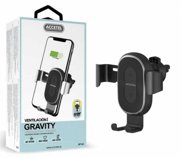 SP132 Cargador Inalámbrico de Coche Carga Rápida 10W Gravedad Salida de Aire - Negro