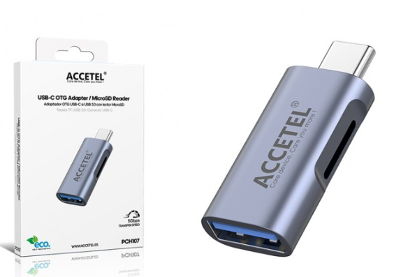 PCH107 Adaptador OTG USB-C a USB 3.0 con lector MicroSD
